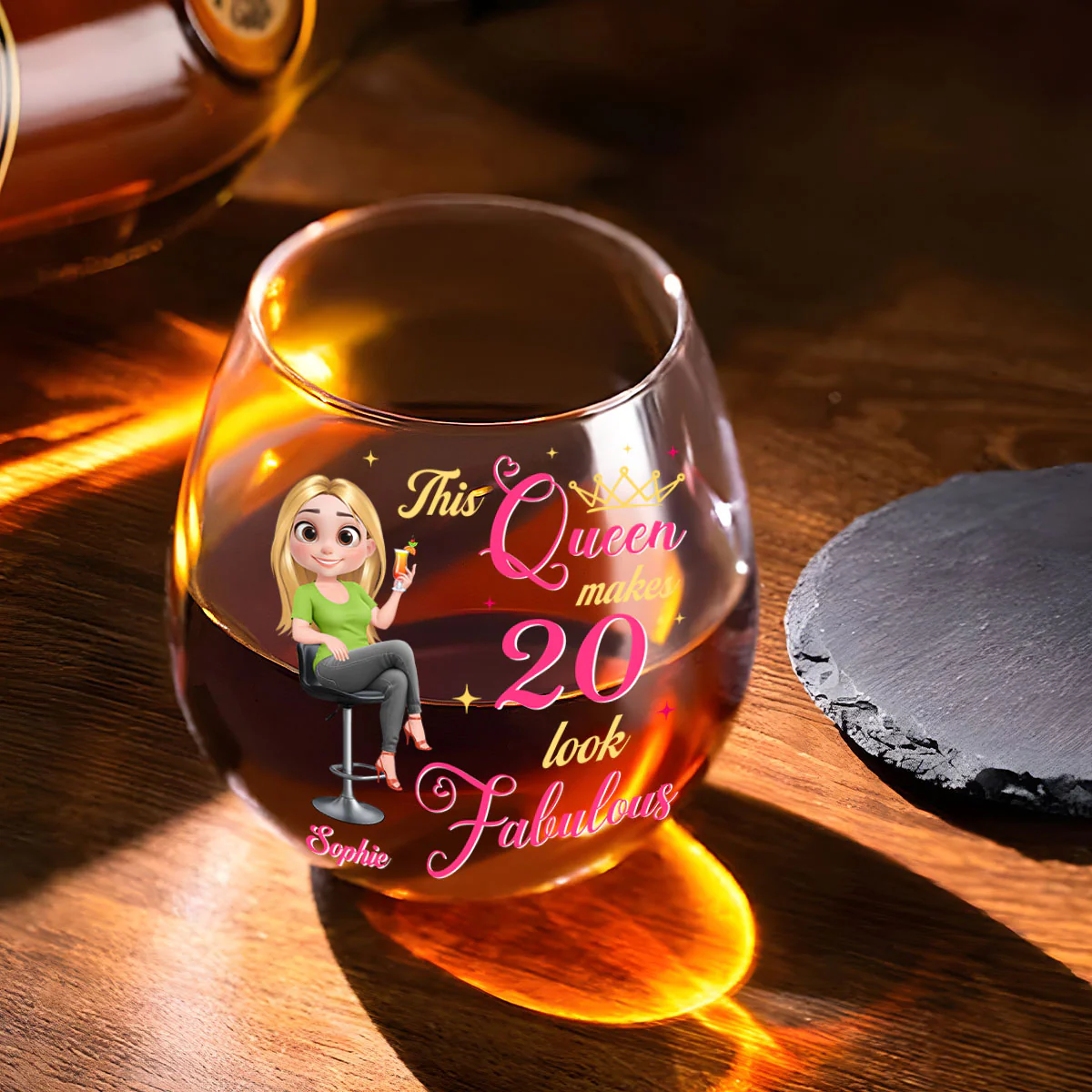 This Queen Look Fabulous - Personalized Custom Wine Glass - Image 2