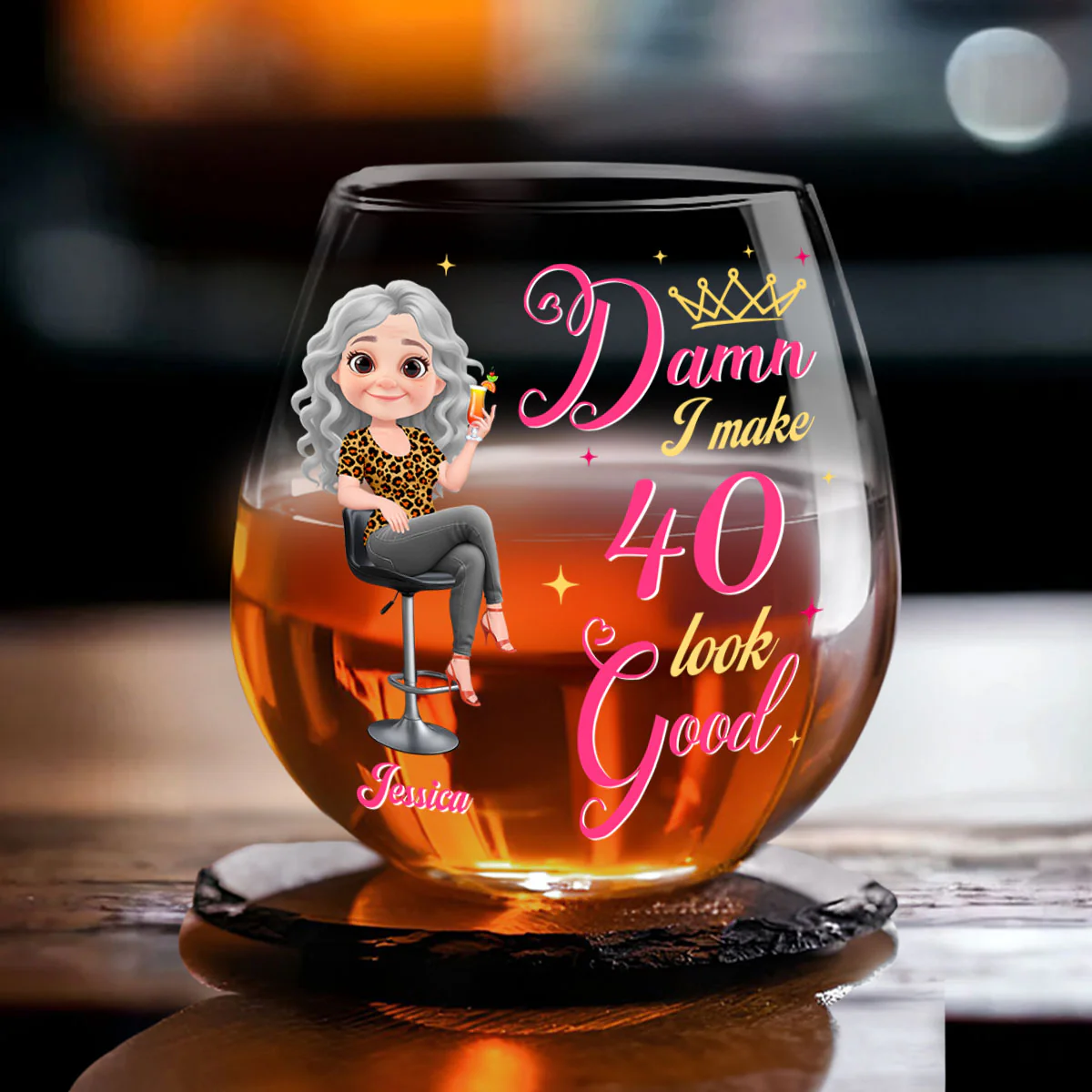 This Queen Look Fabulous - Personalized Custom Wine Glass - Image 4