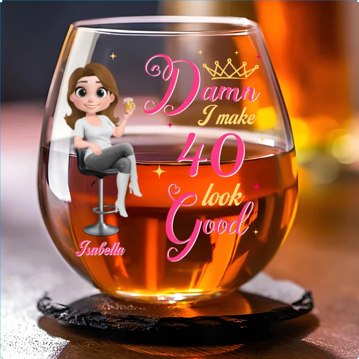 This Queen Look Fabulous - Personalized Custom Wine Glass - Image 5