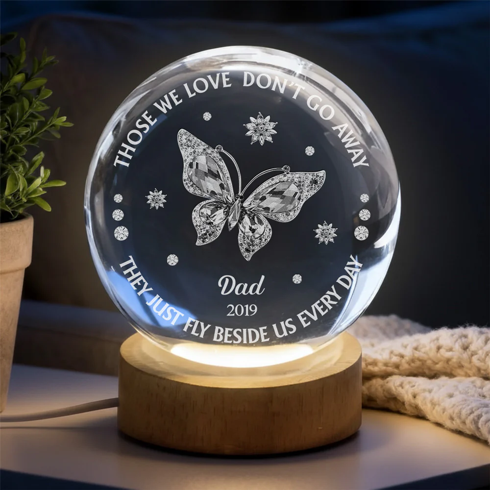 Those We Love Beside Us - Personalized Custom Crystal Globe Lamp - Image 3