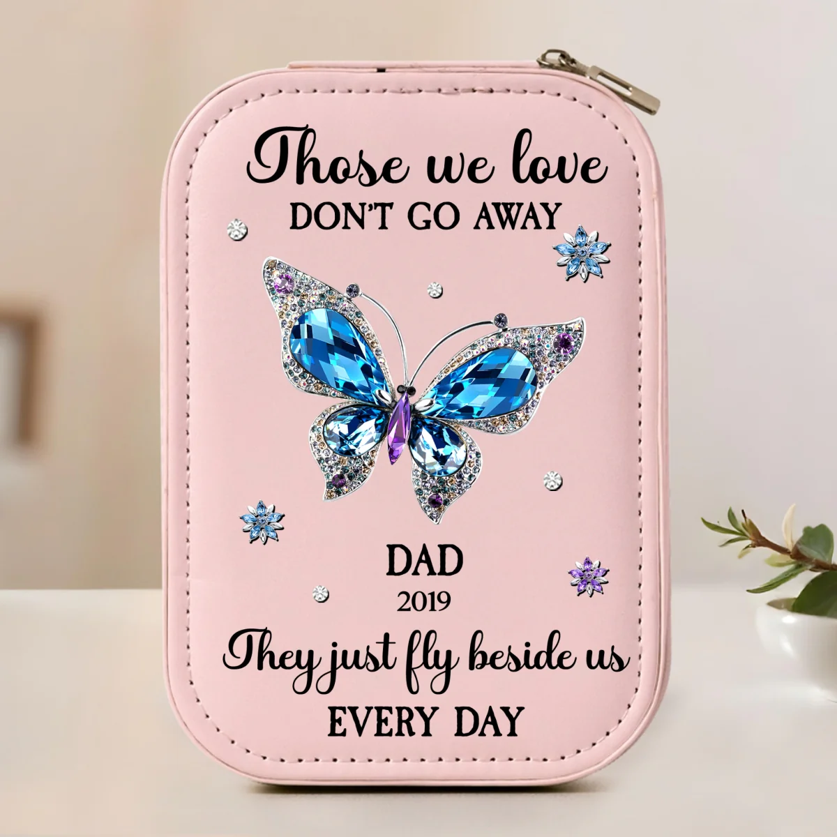 Those We Love Do Not Go Away - Personalized Custom Jewelry Box With LED Mirror - Image 7