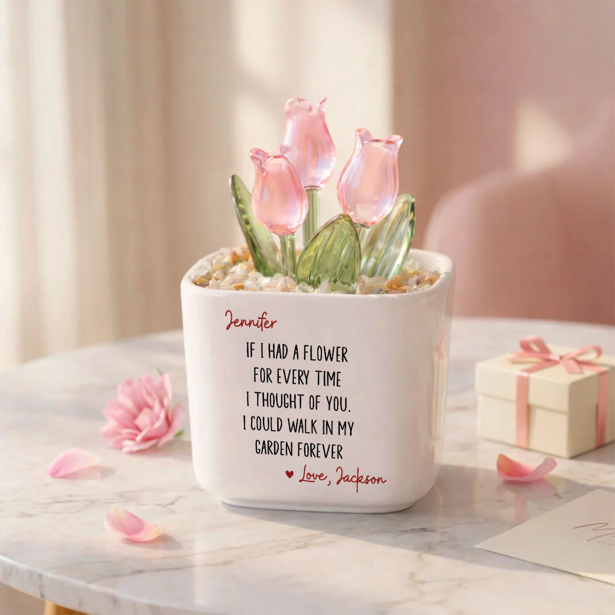 Thought Of You - Personalized Custom Glass Everlasting Tulips - Image 6
