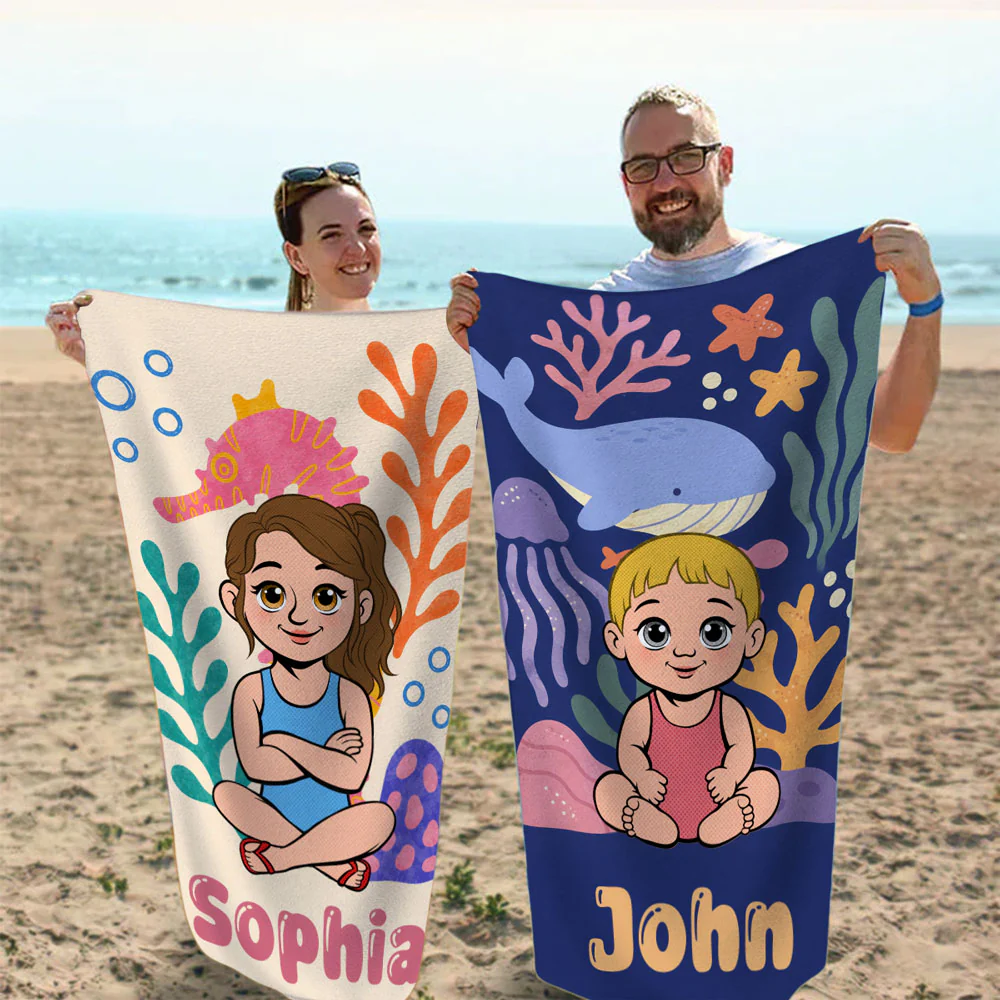 Tides Bring Us Together - Personalized Custom Beach Towel - Image 4