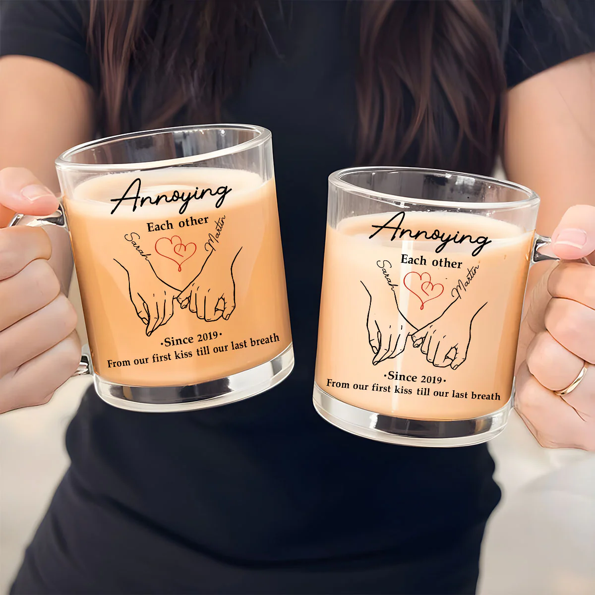 Till Our Last Breath - Personalized Custom Glass Mug - Image 4