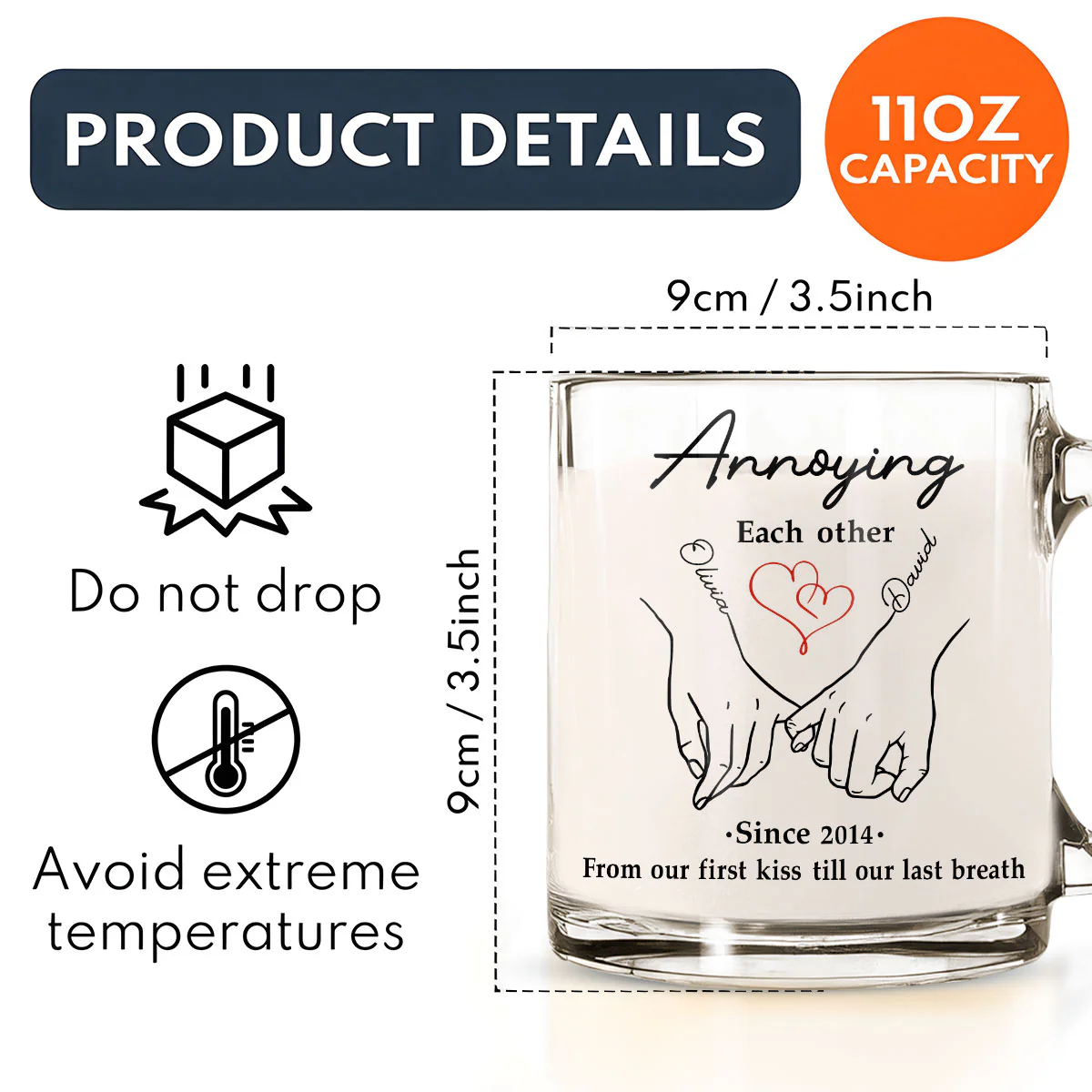 Till Our Last Breath - Personalized Custom Glass Mug - Image 5