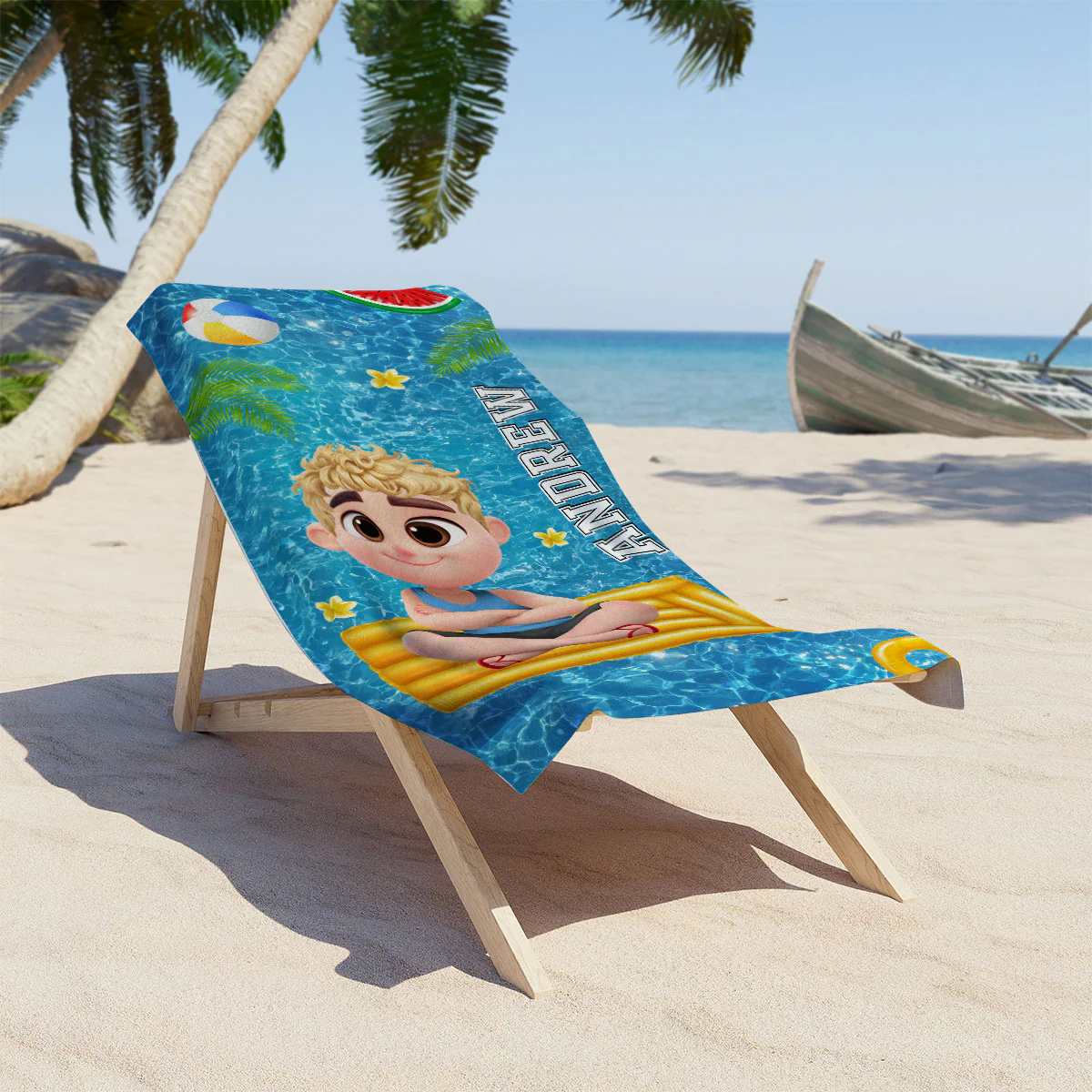 Time For The Beach - Personalized Custom Beach Towel - Image 2