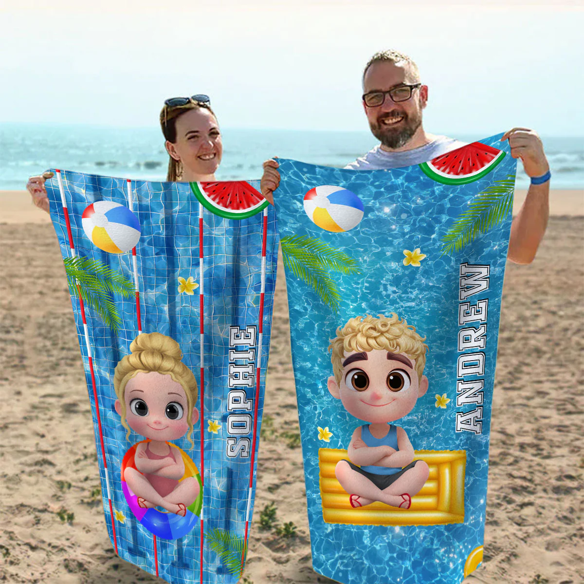 Time For The Beach - Personalized Custom Beach Towel - Image 3