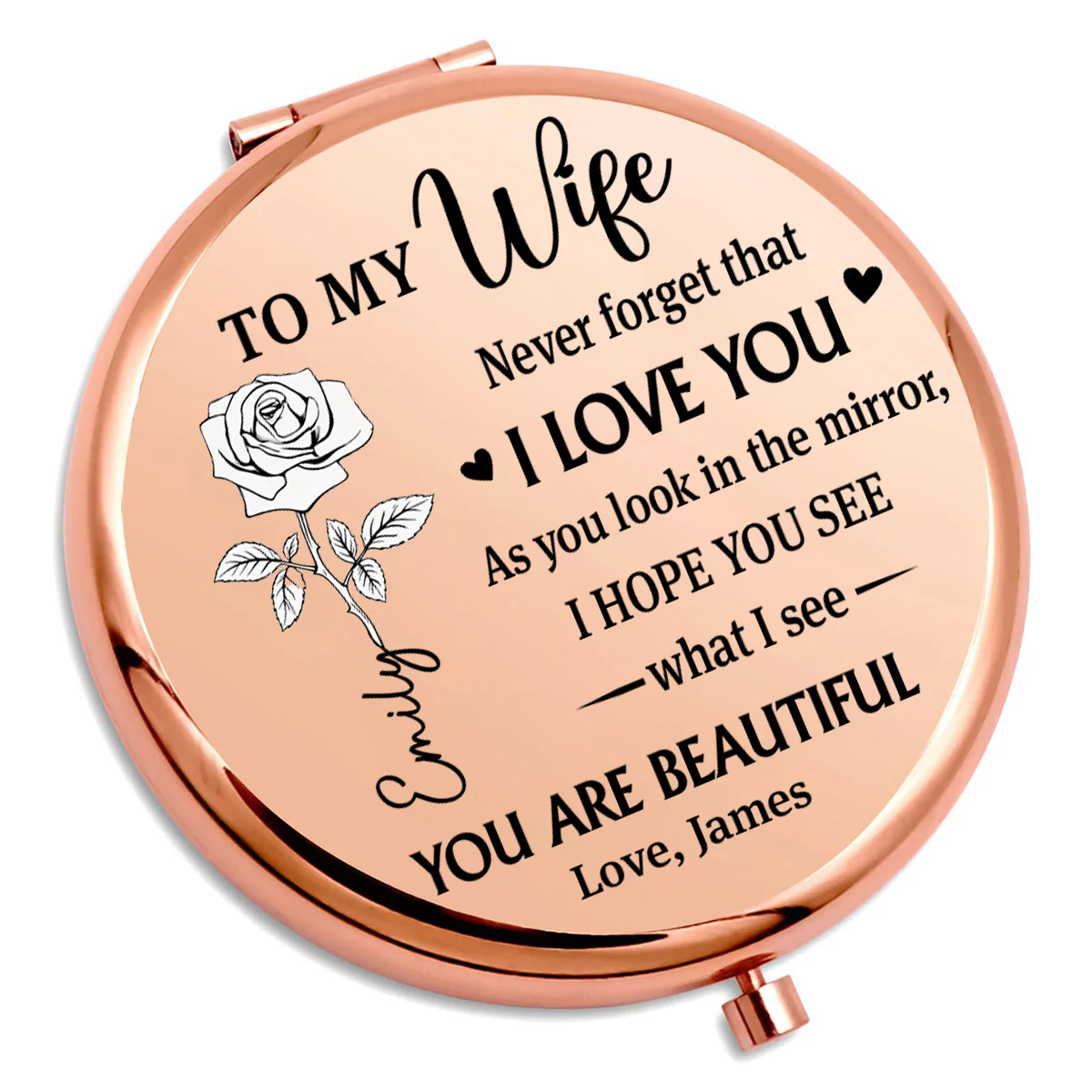 Time Passes Love Remains - Personalized Custom Compact Mirror - Image 2
