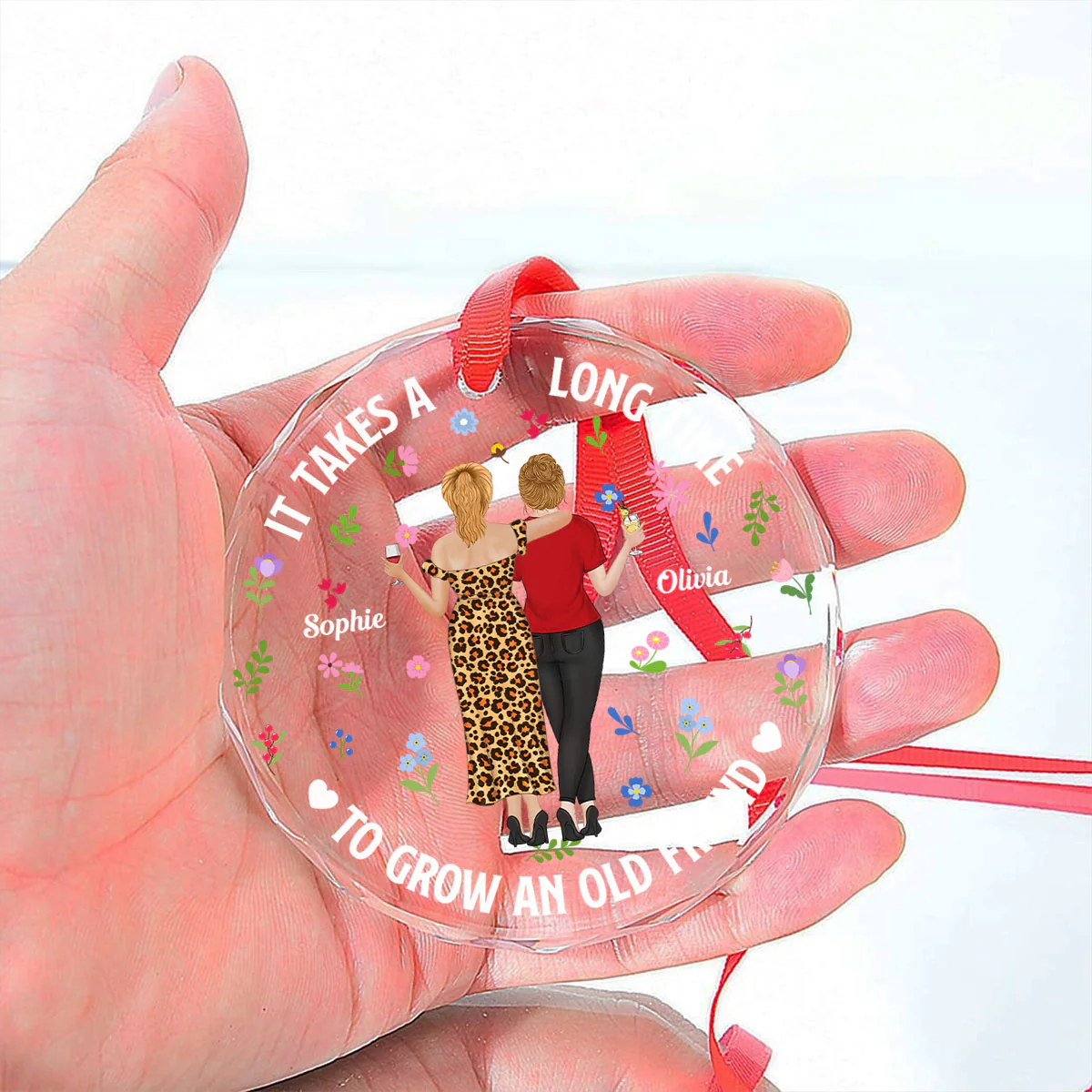 Timeless Friendship - Personalized Custom Glass Ornament - Image 2