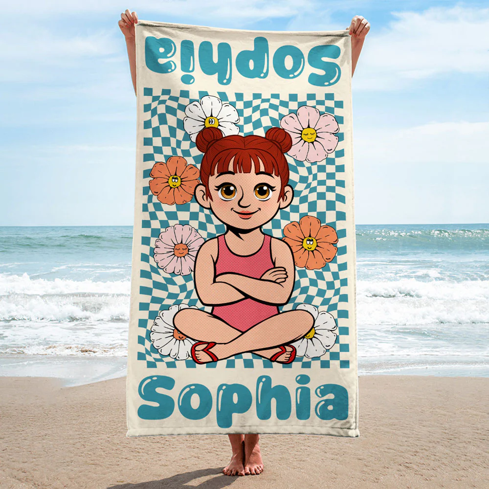 Tiny Toes Sandy Shores - Personalized Custom Beach Towel - Image 4