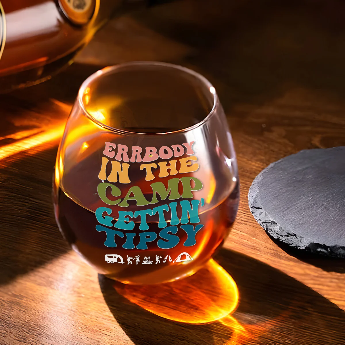 Tipsy Campers Happy Memories Made  - Personalized Custom Wine Glass - Image 3