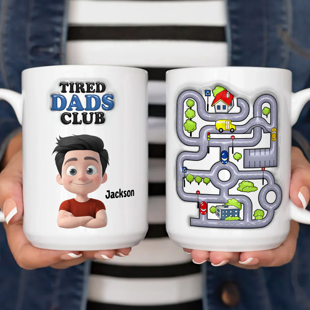 Tired Dads Club - Personalized Custom 3D Inflated Effect Mug - Image 4