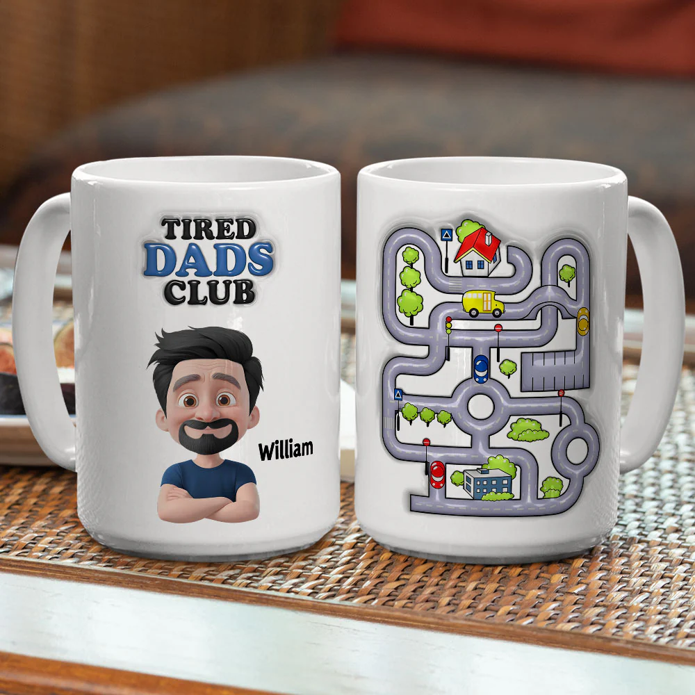 Tired Dads Club - Personalized Custom 3D Inflated Effect Mug - Image 5