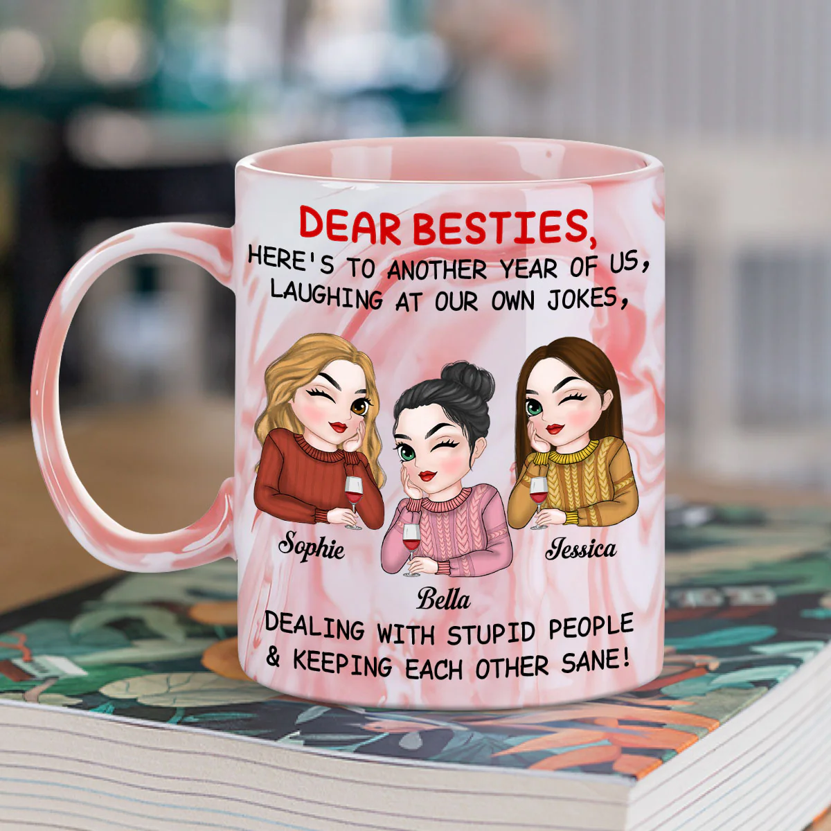 To Another Year Of Us - Personalized Custom Pink Marble Mug - Image 2