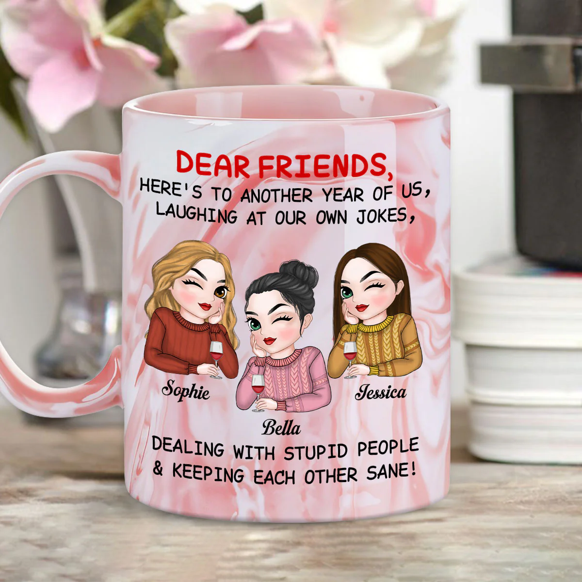 To Another Year Of Us - Personalized Custom Pink Marble Mug - Image 5
