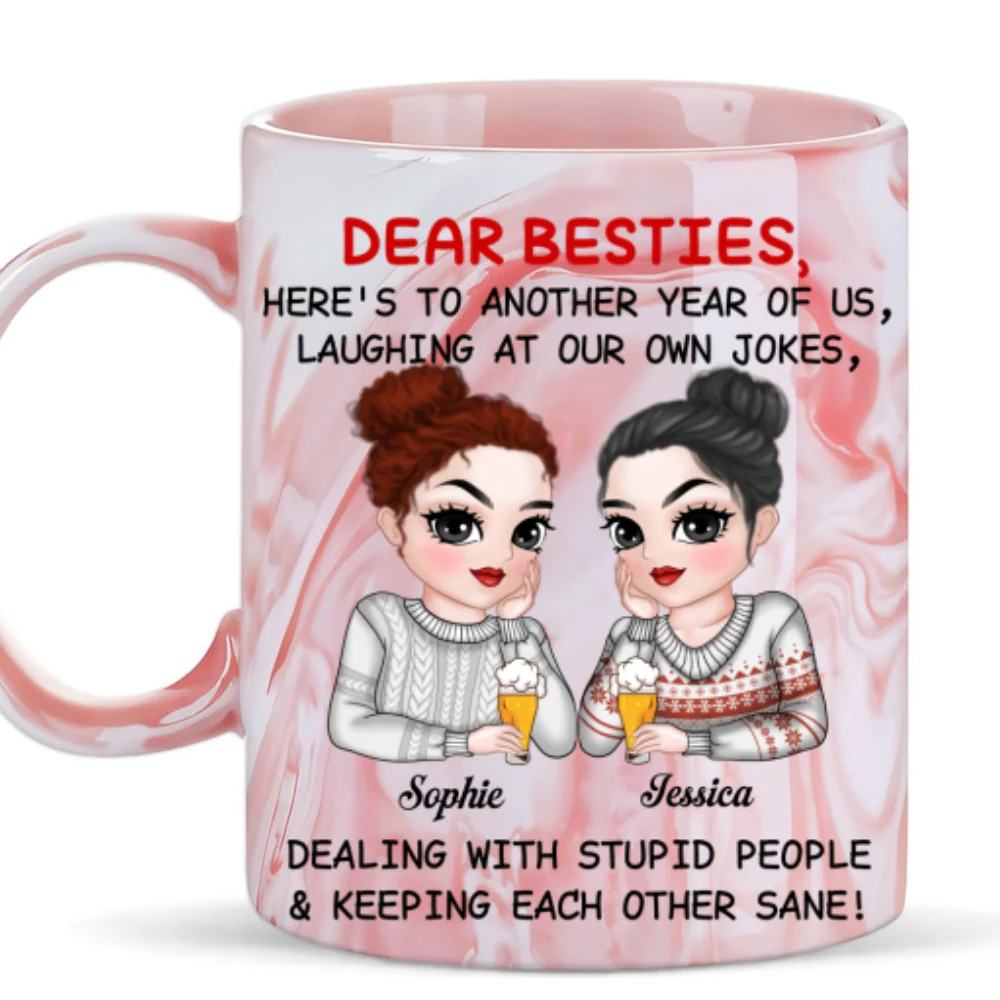 To Another Year Of Us - Personalized Custom Pink Marble Mug - Image 6