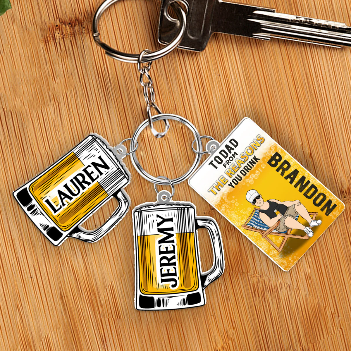 To Dad From The Reason You Drink - Personalized Acrylic Tag Keychain - Image 2