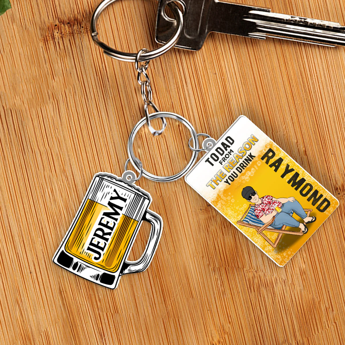 To Dad From The Reason You Drink - Personalized Acrylic Tag Keychain - Image 3