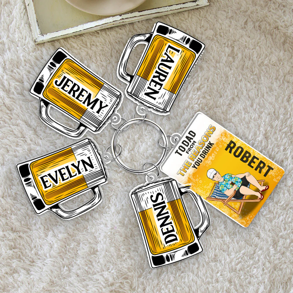 To Dad From The Reason You Drink - Personalized Acrylic Tag Keychain - Image 4