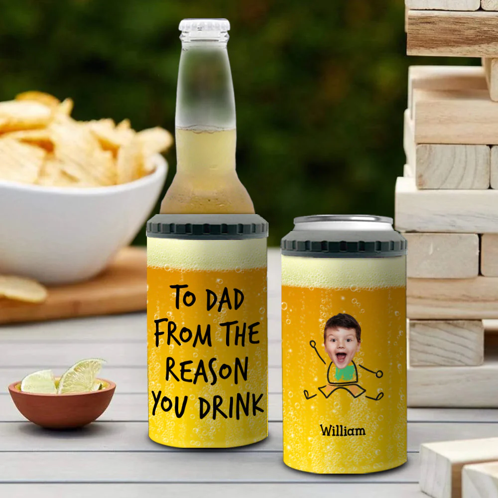To Dad From The Reasons You Drink - Personalized Custom Can Cooler Tumbler - Image 3