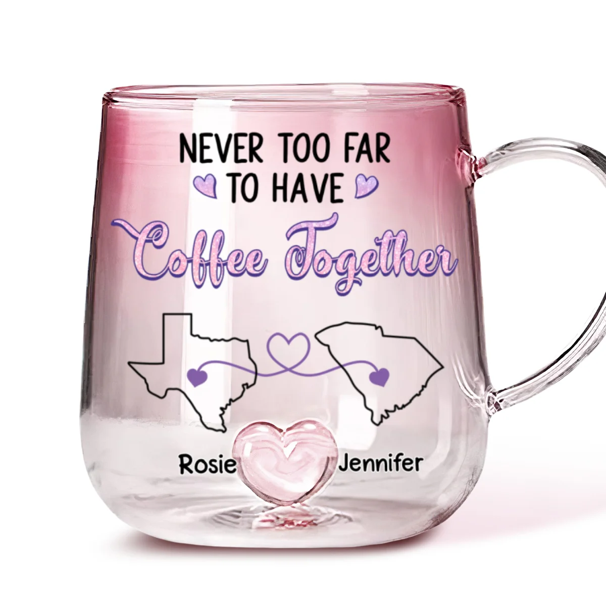 To Have Coffee Together- Personalized Custom Pink Gradient Glass Mug - Image 6