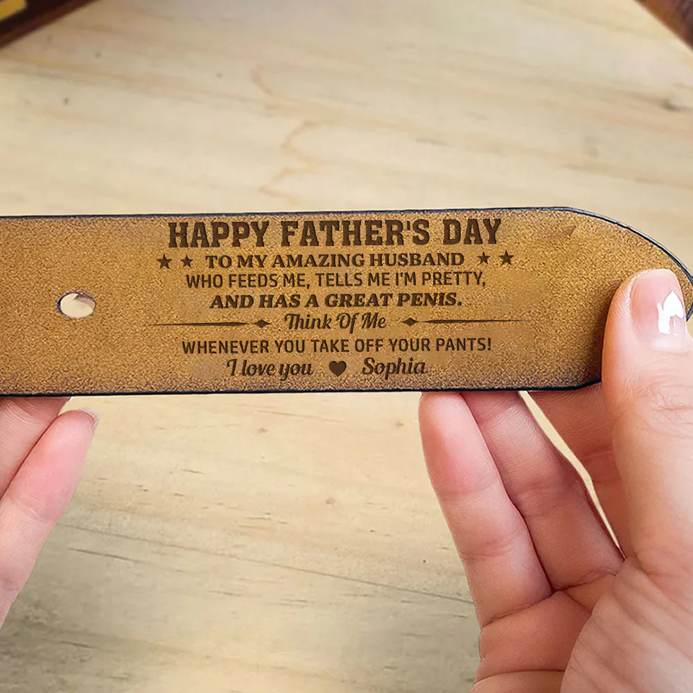To My Amazing Husband - Personalized Engraved Leather Belt - Image 3
