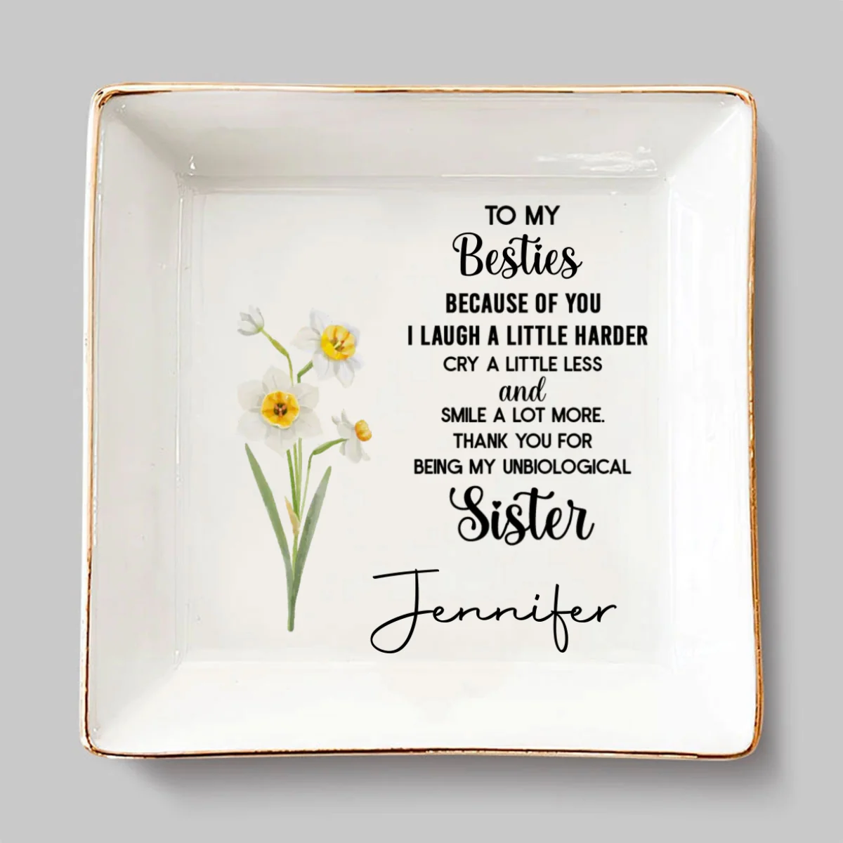 To My Badass Bestie - Personalized Custom Jewelry Dish - Image 6