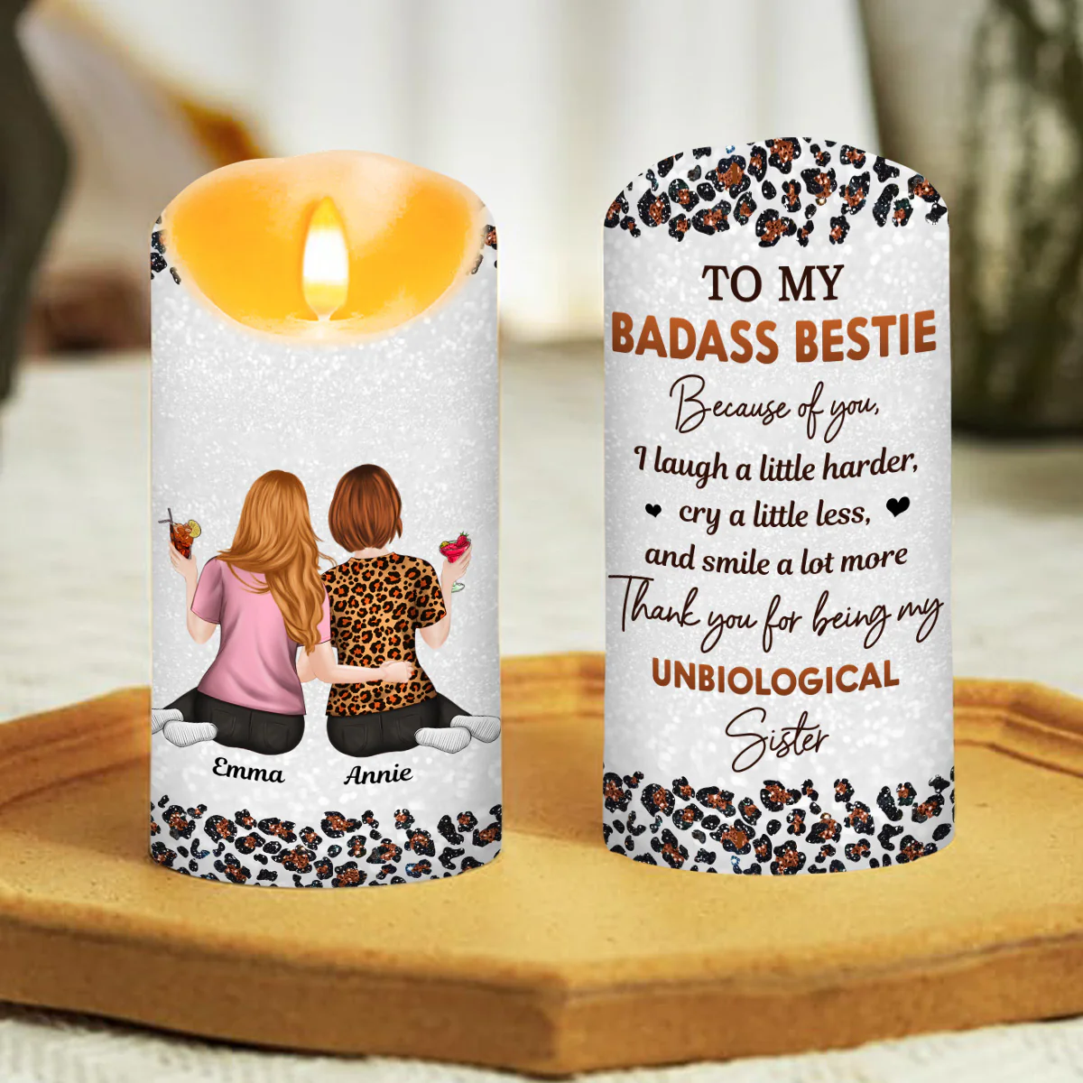 To My Badass Bestie - Personalized Custom LED Candle - Image 2