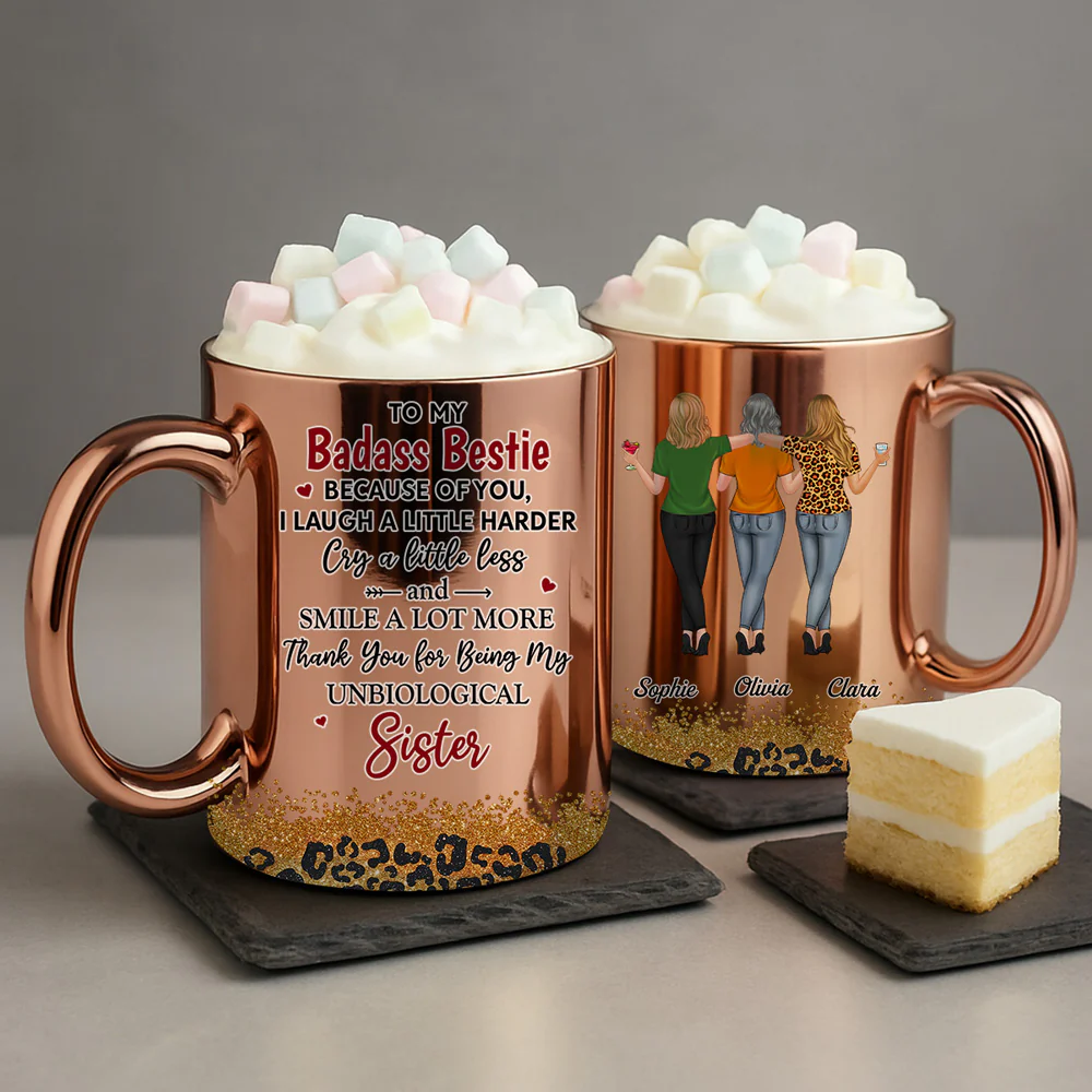 To My Badass Bestie - Personalized Custom Metallic Mug - Image 2