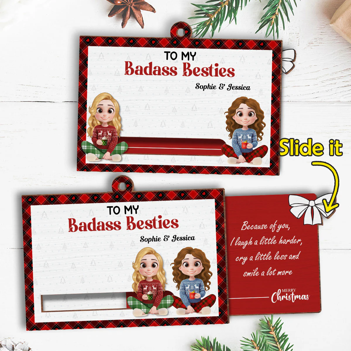 To My Badass Bestie - Personalized Custom Slide Ornament - Image 5
