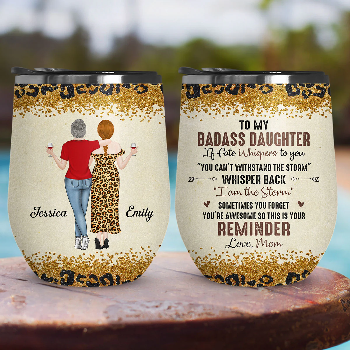 To My Badass Daughter - Personalized Custom Wine Tumbler - Image 4
