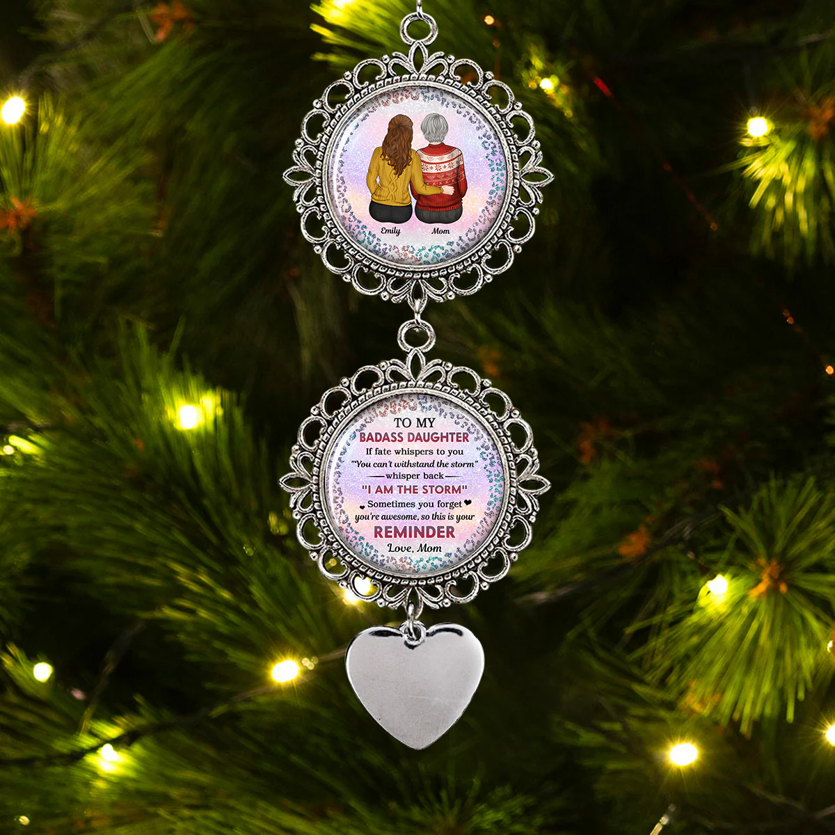 To My Badass Daughter Xmas - Personalized Custom Charming Ornament - Image 2