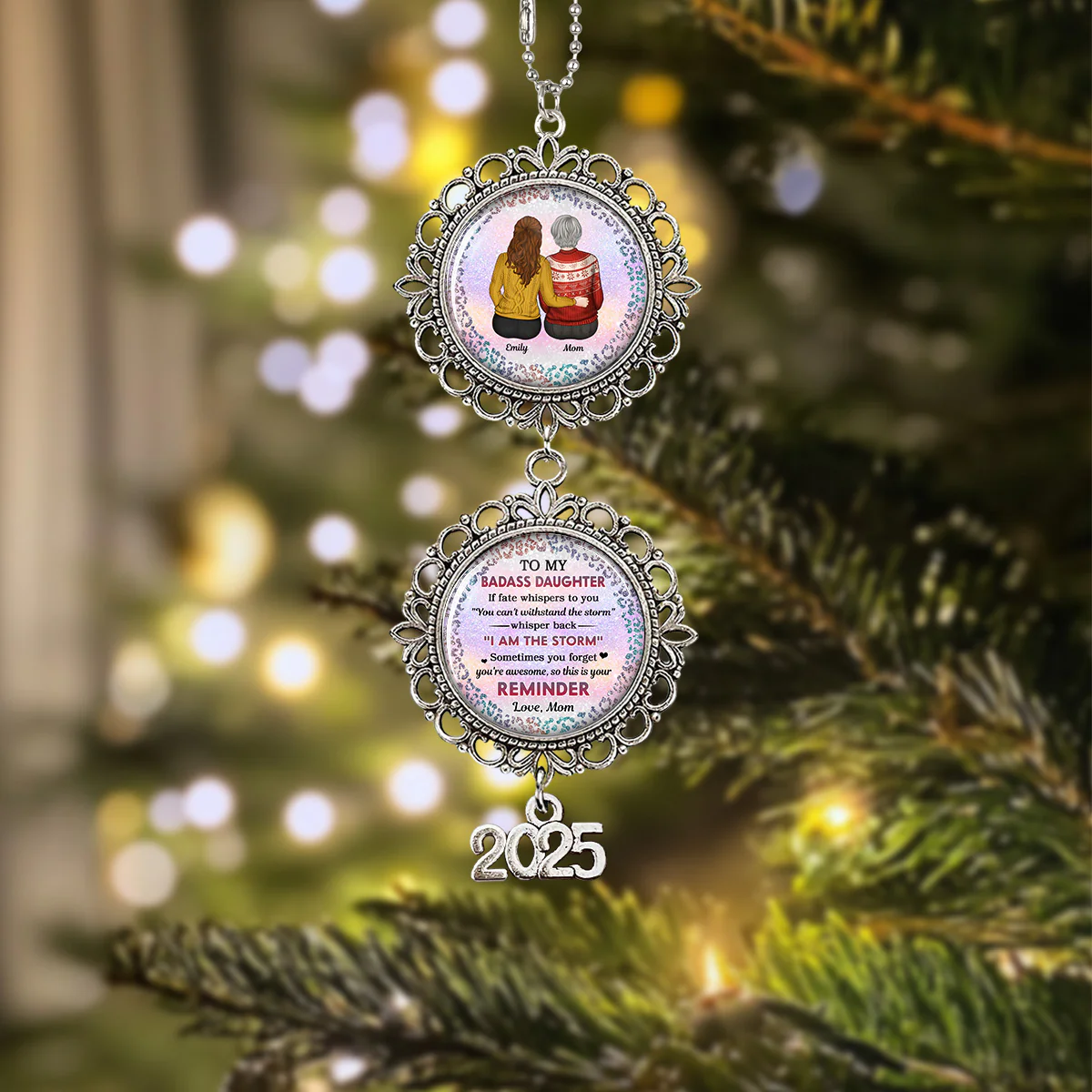 To My Badass Daughter Xmas - Personalized Custom Charming Ornament - Image 4