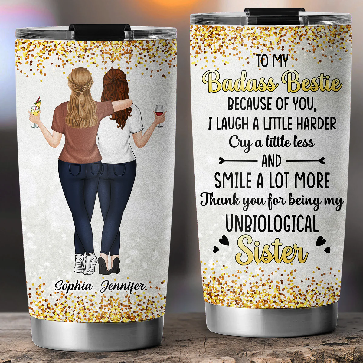 To My Badass Sister - Personalized Custom Tumbler - Image 2