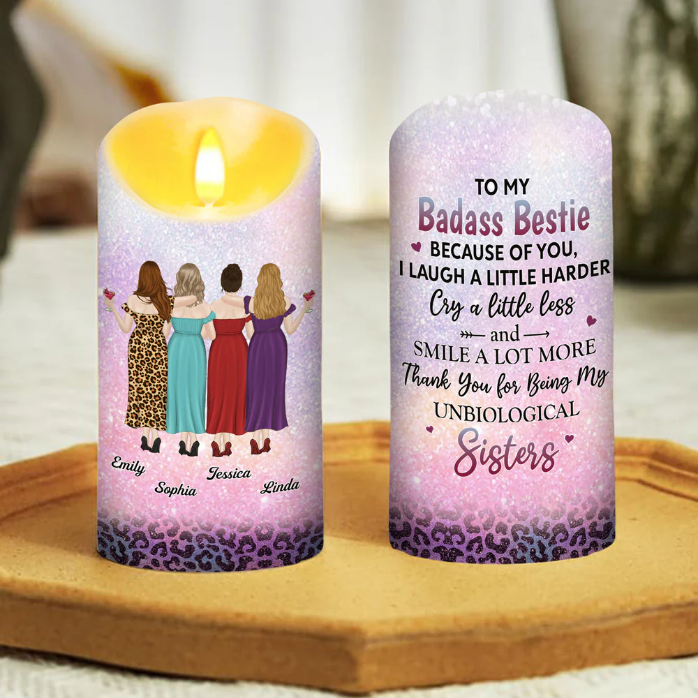 To My Badass Unbiological Sister - Personalized Custom LED Candle - Image 3