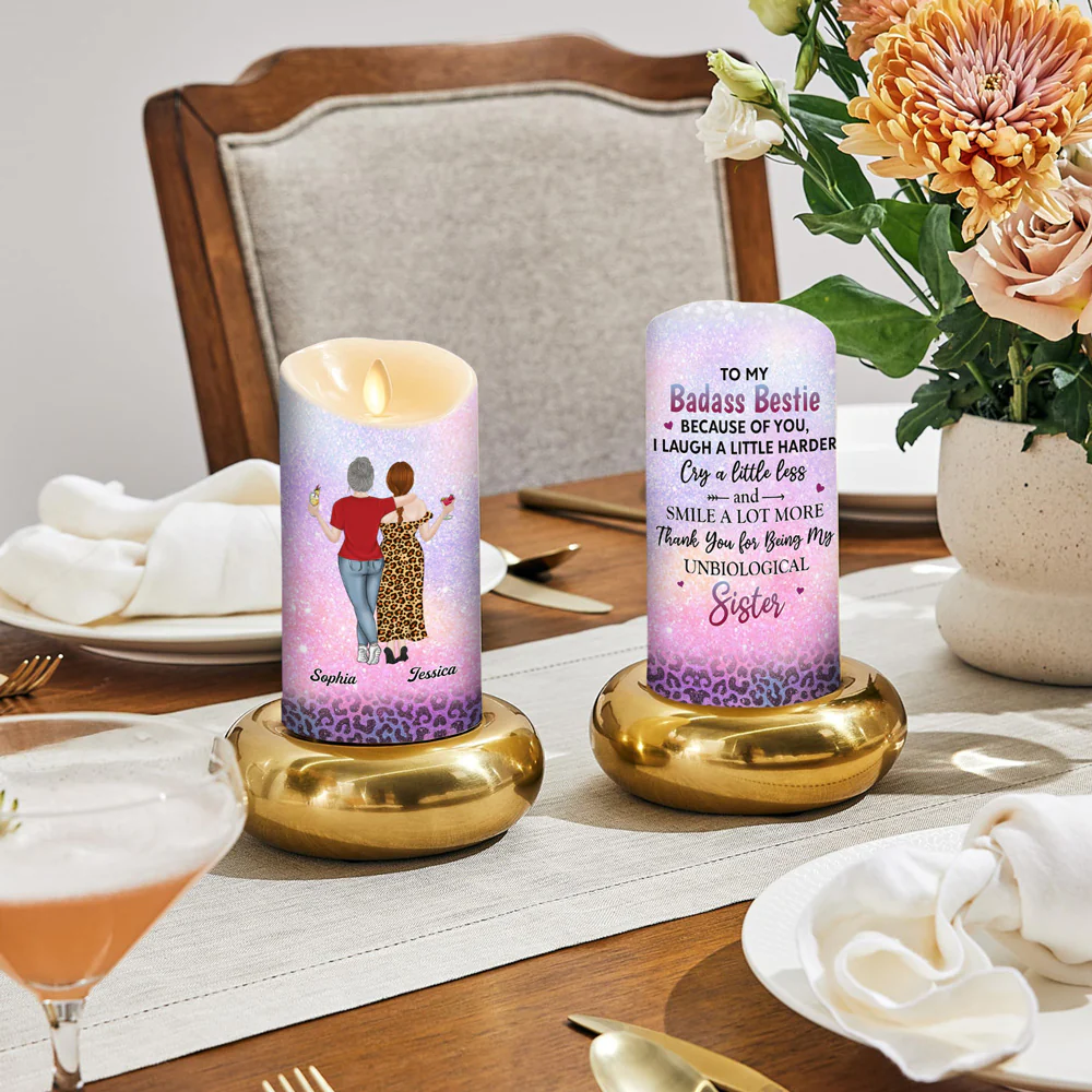 To My Badass Unbiological Sister - Personalized Custom LED Candle - Image 4
