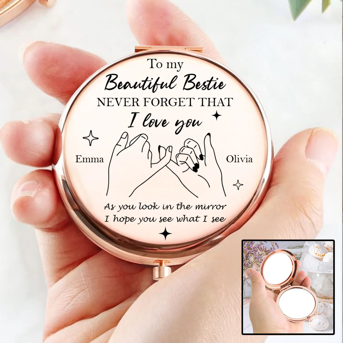 To My Beautiful Bestie - Personalized Custom Compact Mirror