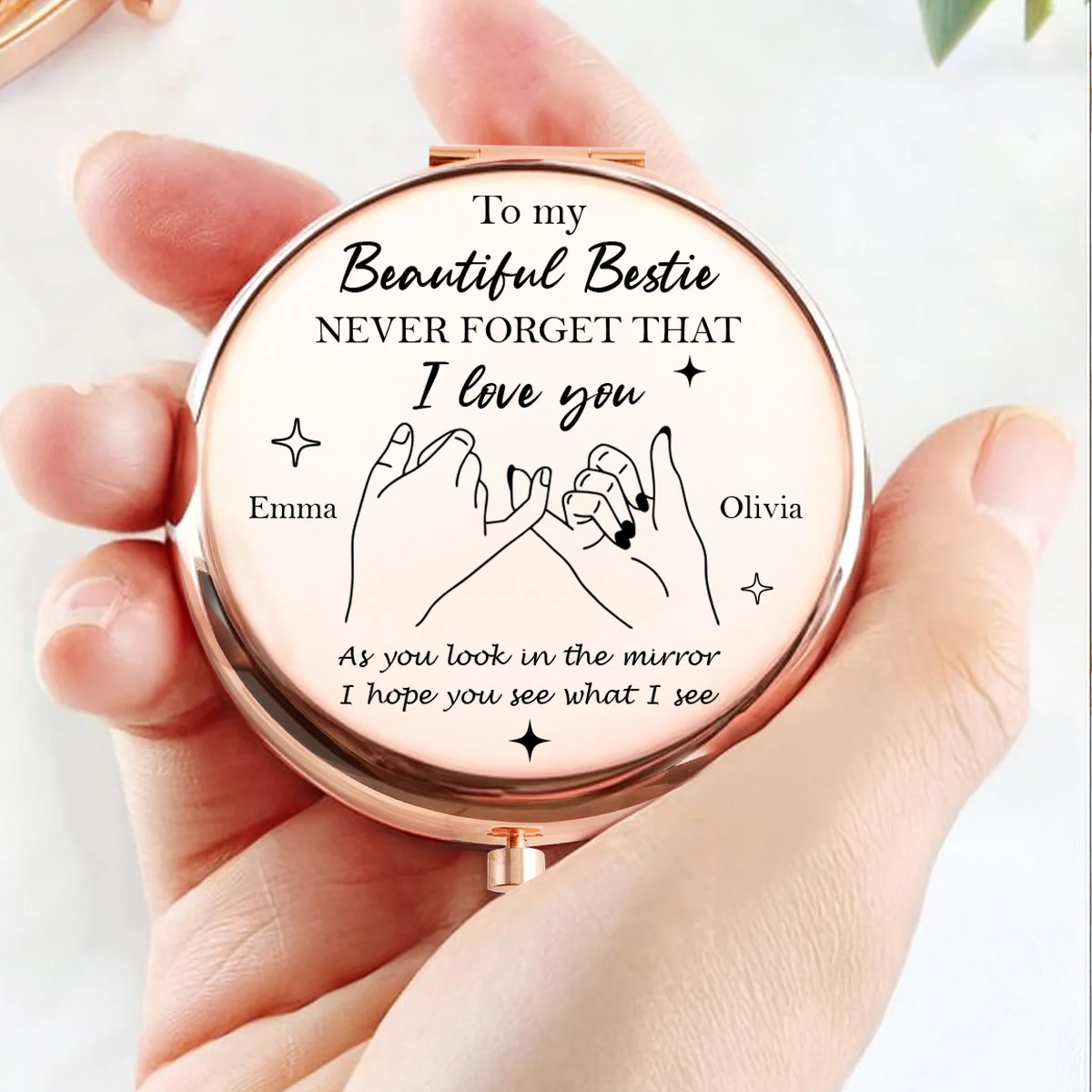 To My Beautiful Bestie - Personalized Custom Compact Mirror - Image 2
