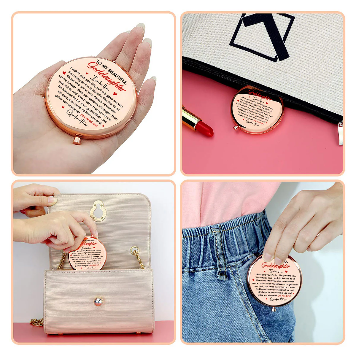 To My Beautiful Goddaughter - Personalized Custom Compact Mirror - Image 3