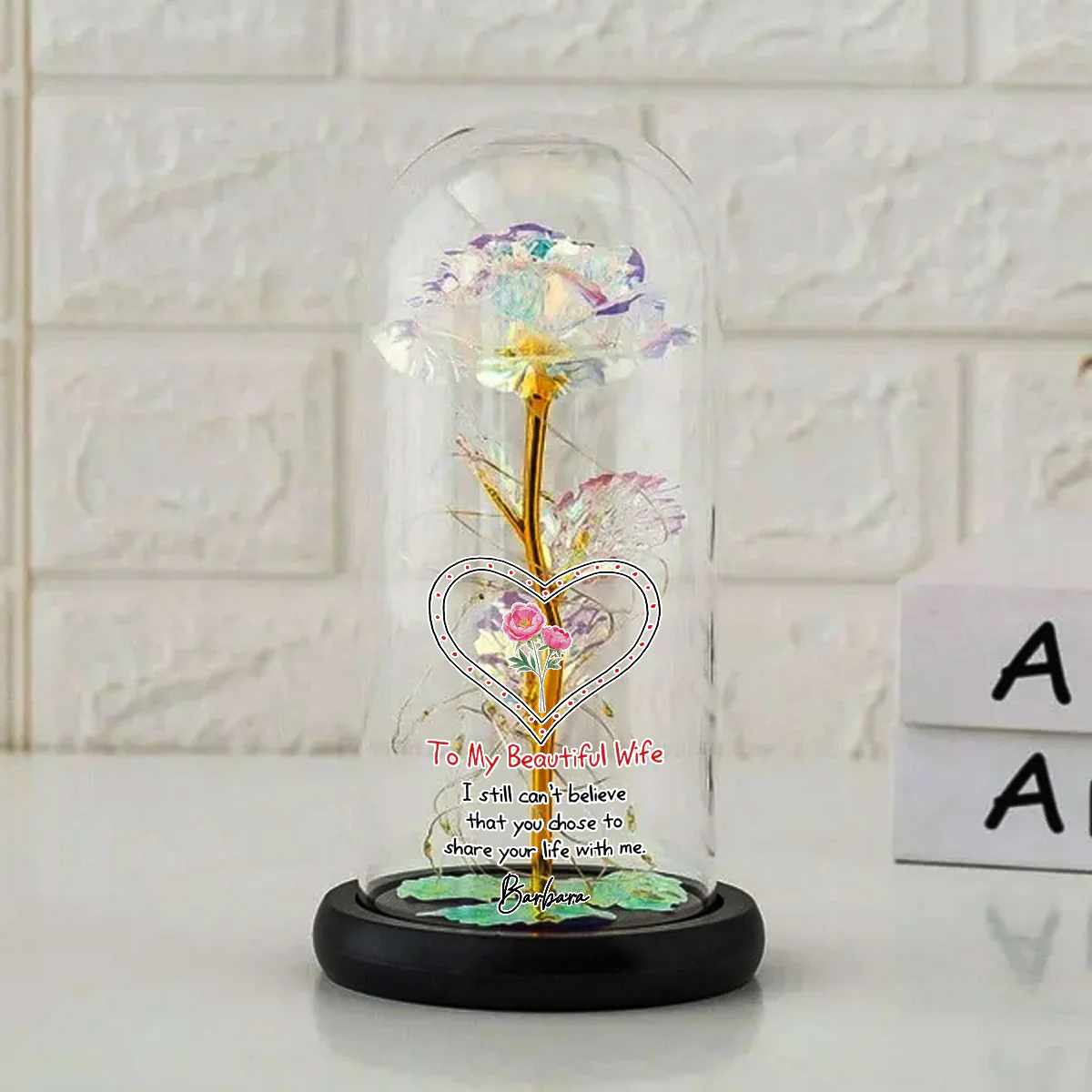 To My Beautiful Wife - Personalized Custom Sparkly Rose - Image 4