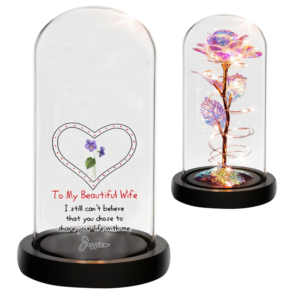 To My Beautiful Wife - Personalized Custom Sparkly Rose - Image 7