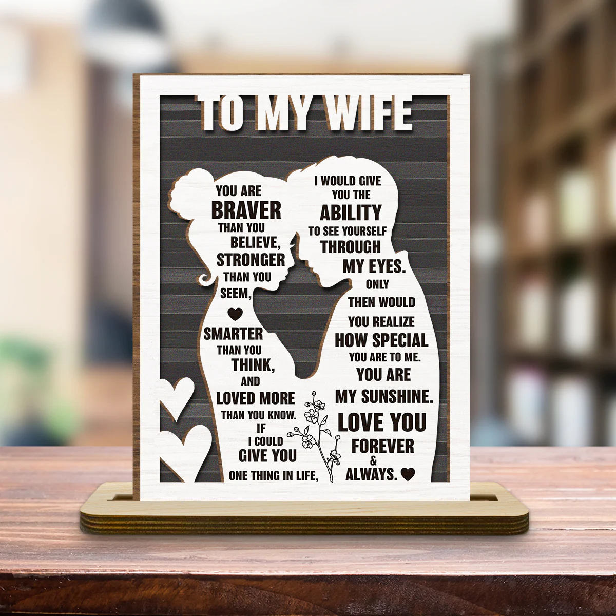 To My Beloved Wife - Personalized Custom 2-Layer Wood Plaque With Flat Base - Image 5