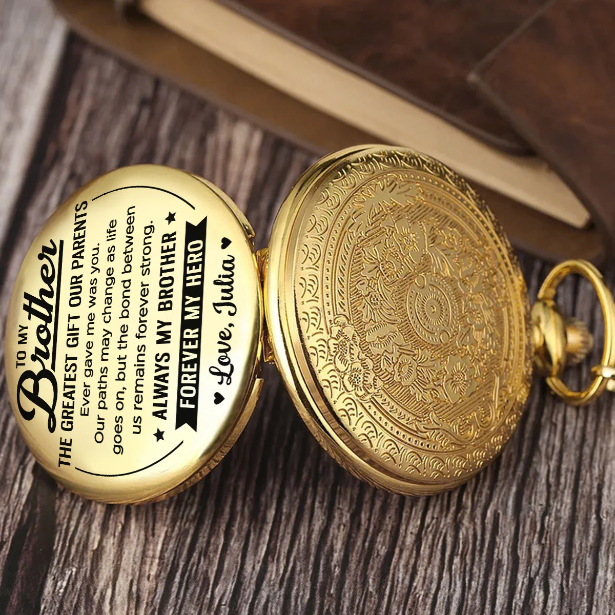 To My Brother My Hero - Personalized Custom Pocket Watch - Image 2