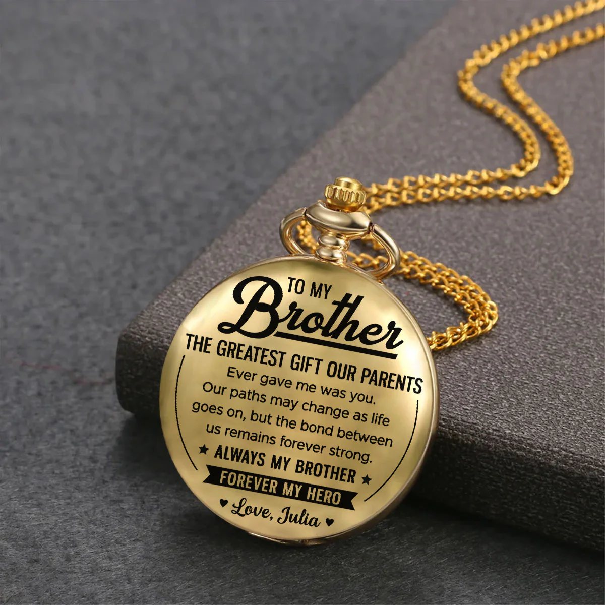 To My Brother My Hero - Personalized Custom Pocket Watch - Image 3