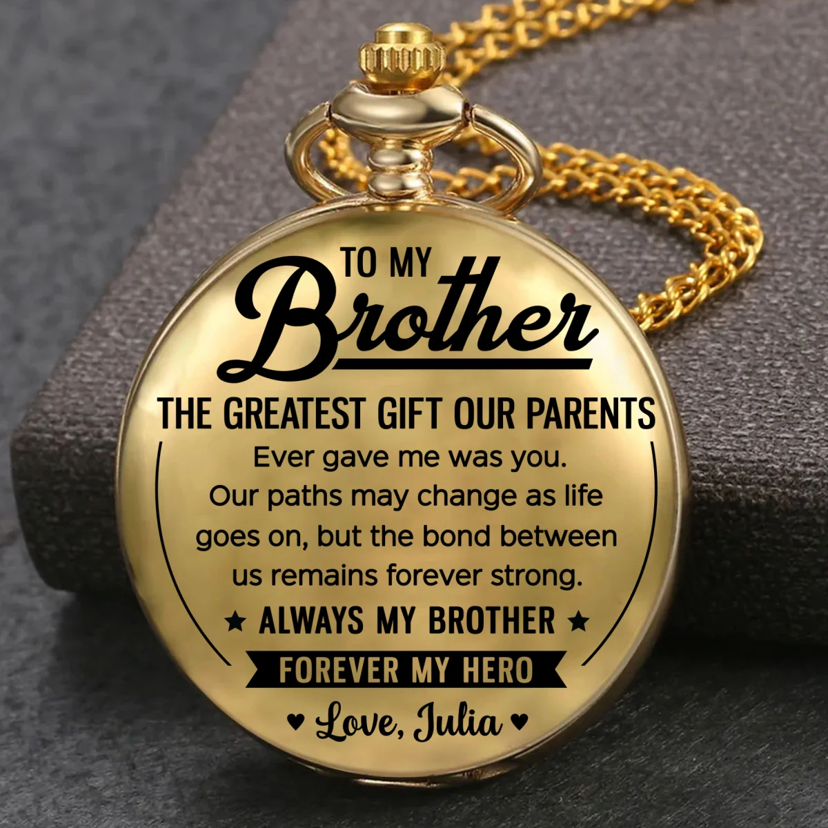 To My Brother My Hero - Personalized Custom Pocket Watch - Image 7