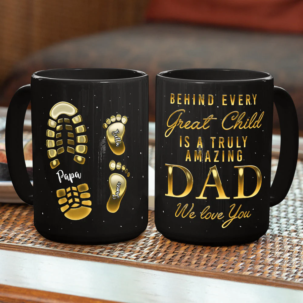 To My Dad - Personalized Custom Black Coffee Mug - Image 4