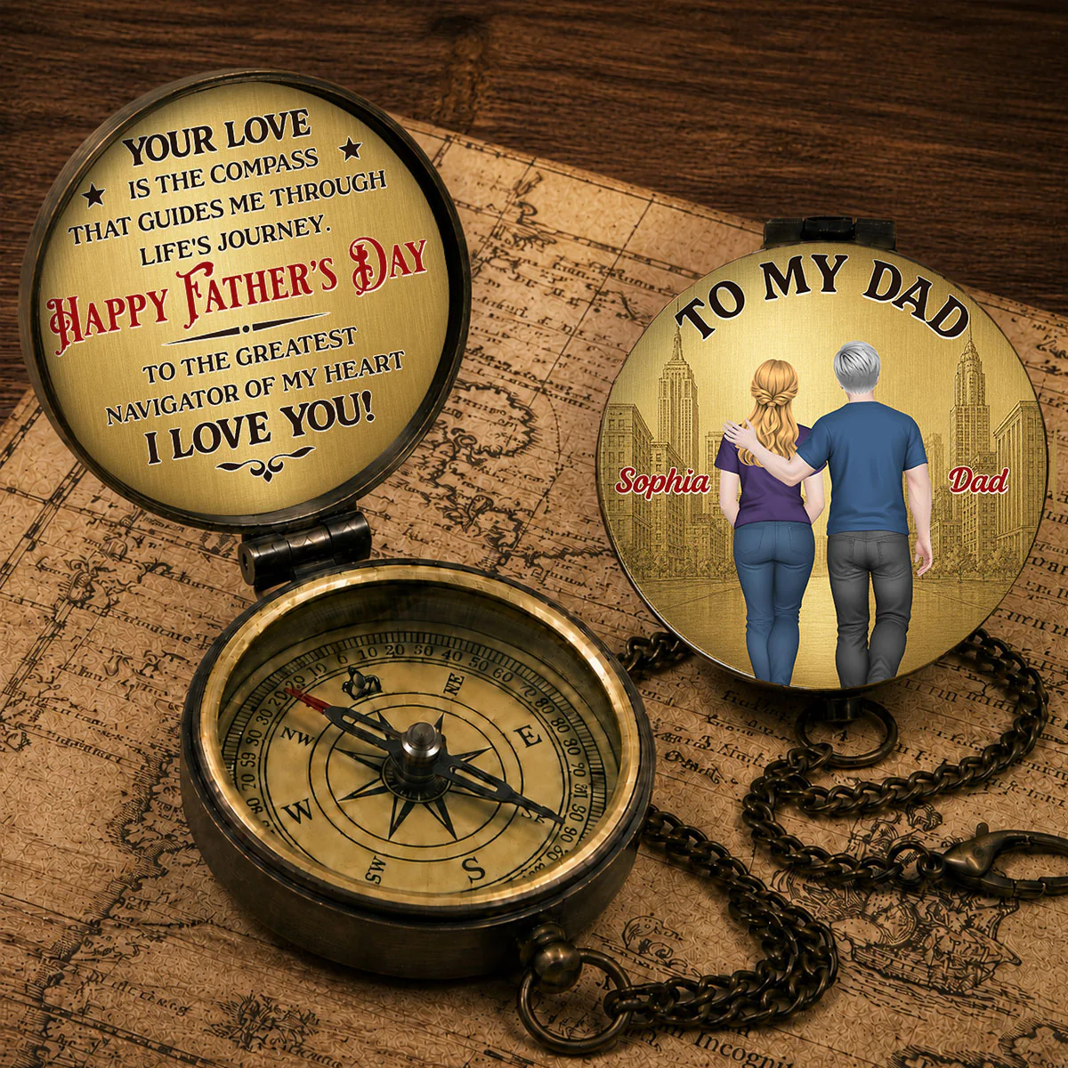 To My Dad - Personalized Custom Pocket Compass - Image 3