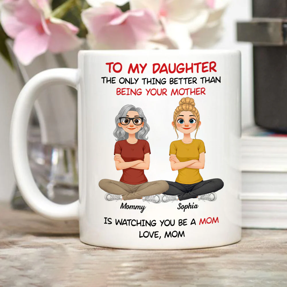 To My Daughter Cartoon Style - Personalized Custom Coffee Mug - Image 2