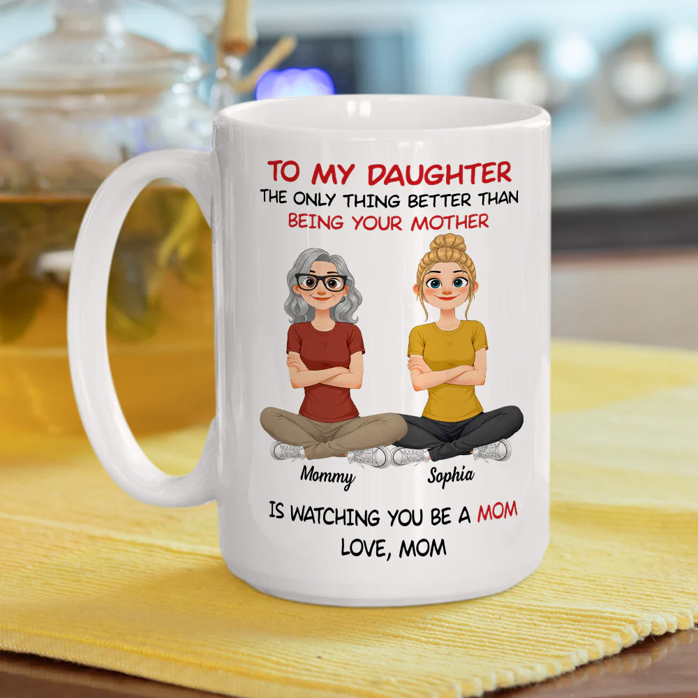 To My Daughter Cartoon Style - Personalized Custom Coffee Mug - Image 5