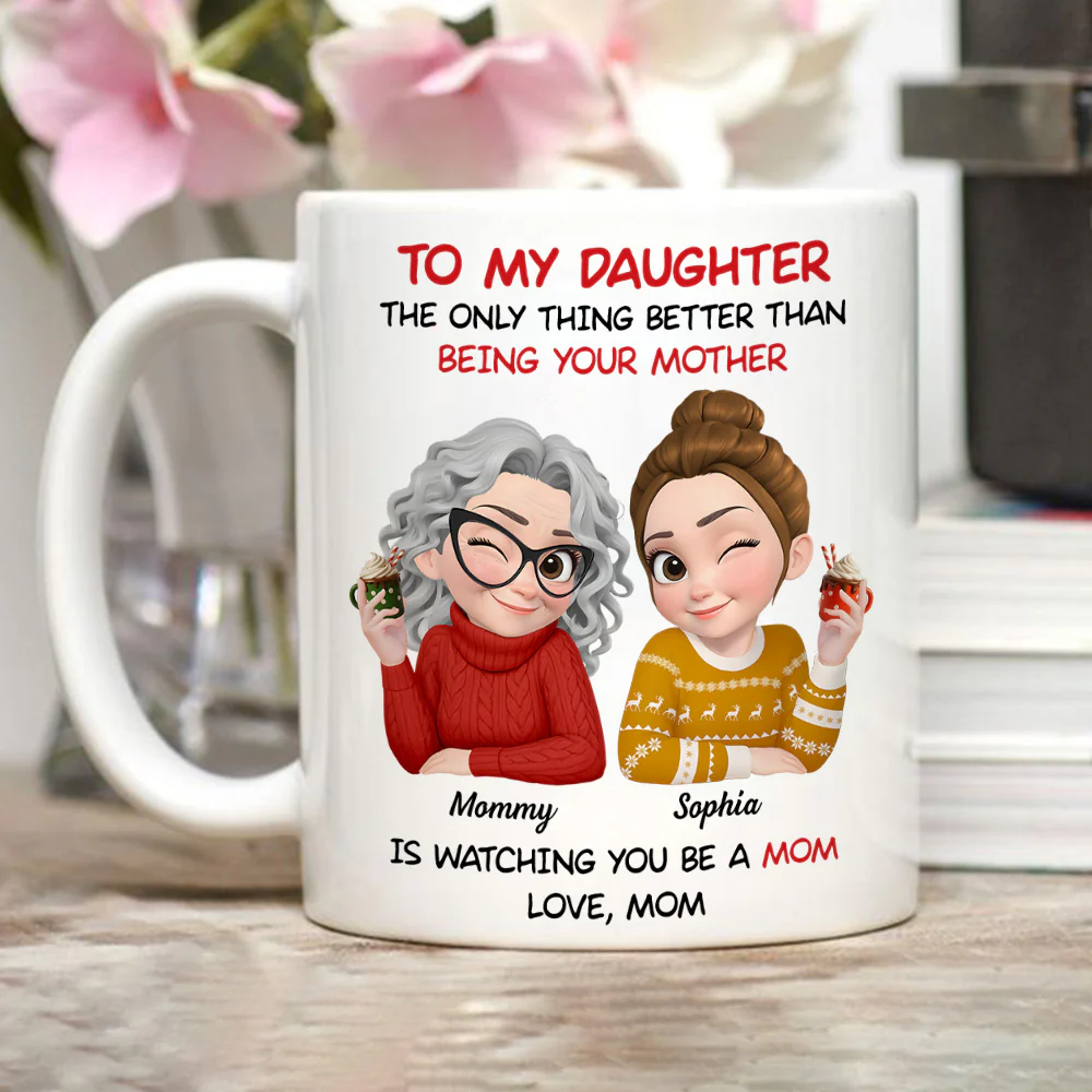 To My Daughter Cartoonize Christmas - Personalized Custom Coffee Mug - Image 4